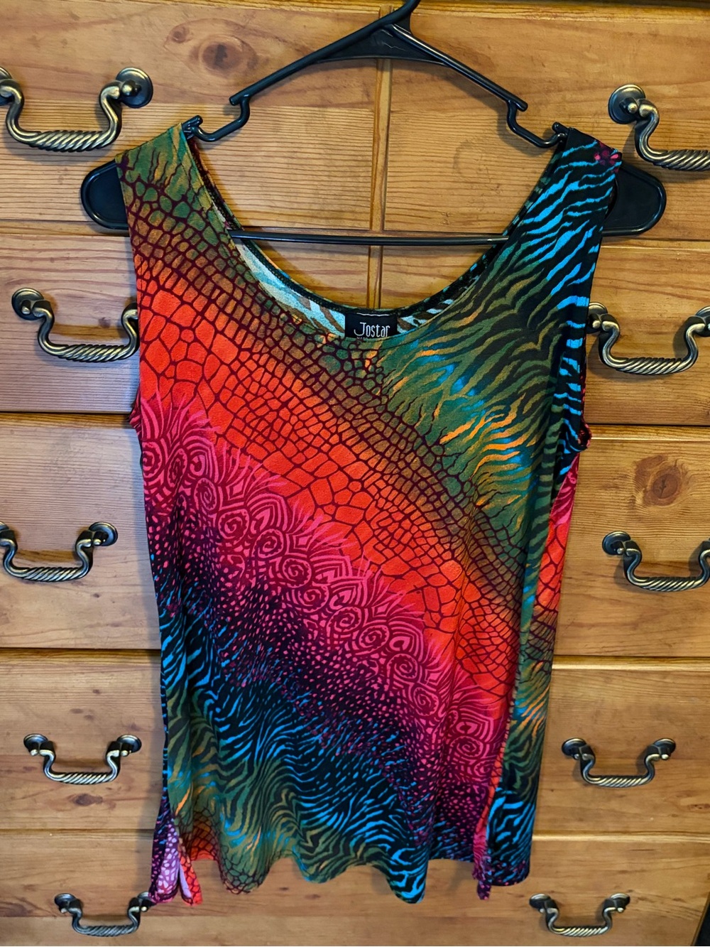 Jostar Multicolor Scoop Neck Sleeveless Tank Top - Red/Pink/Blue/Green